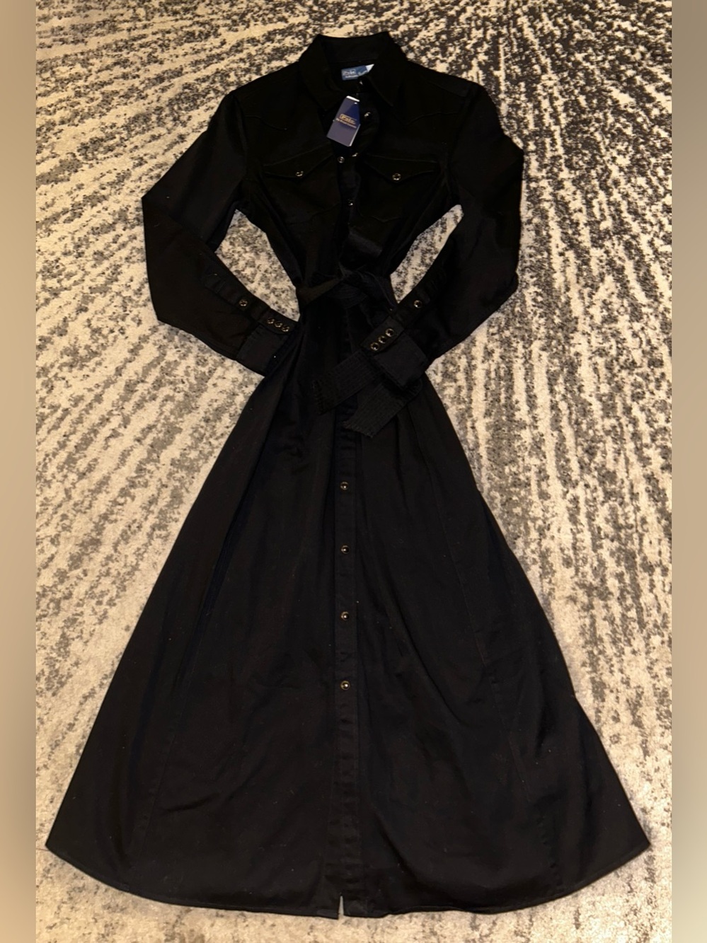 Polo Ralph Lauren Patched Belted Cotton Shirt Dress Black